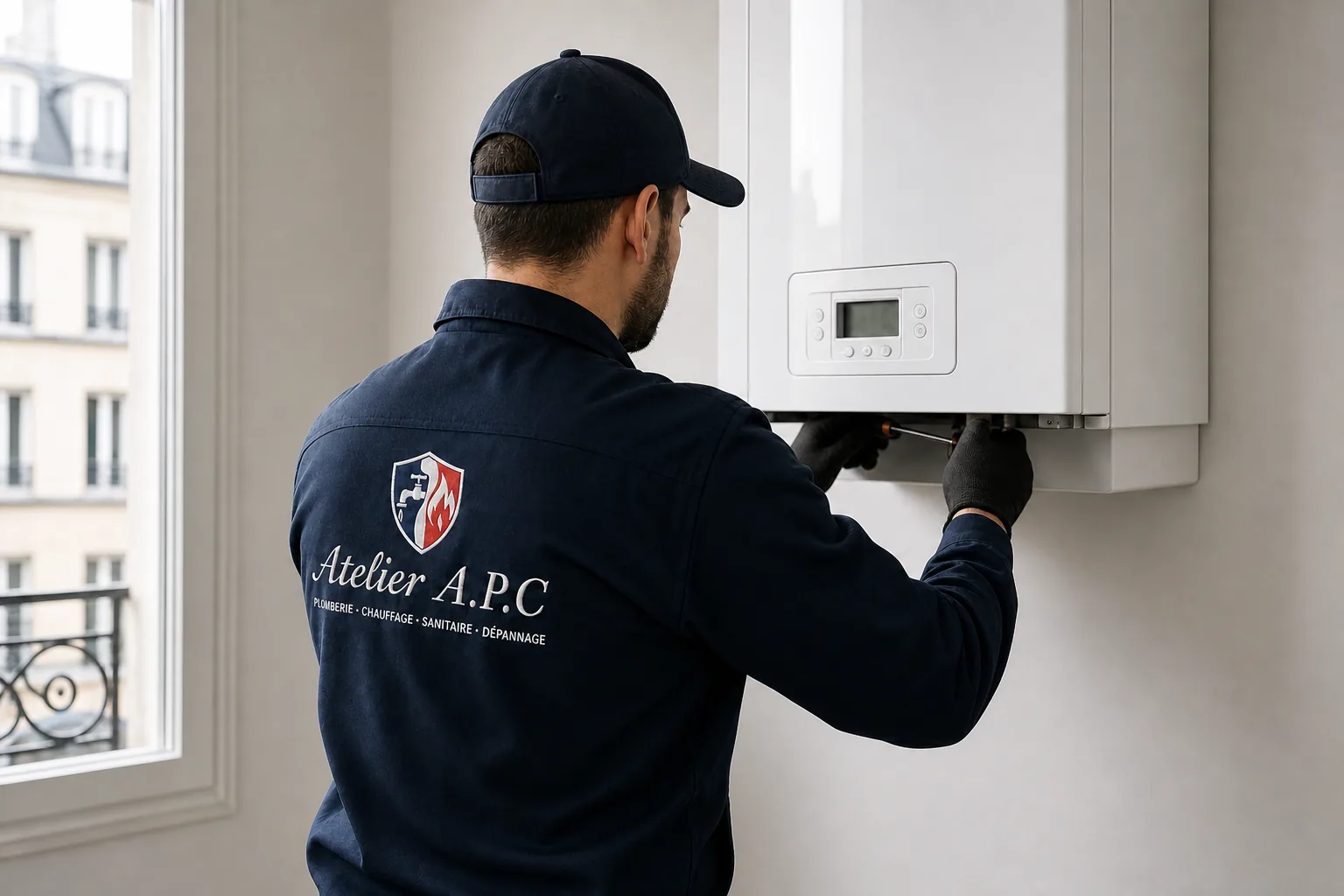 Technicien Atelier APC intervenant sur une chaudière